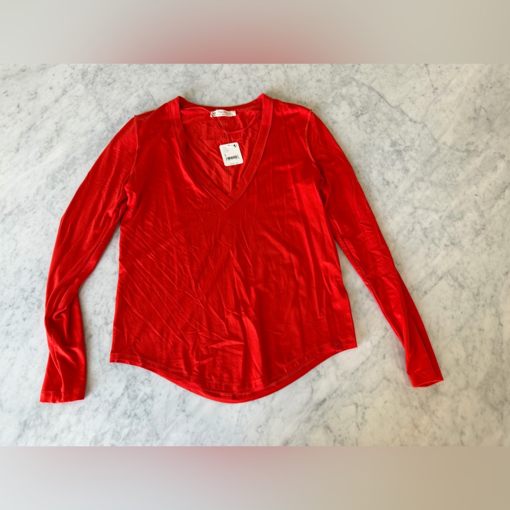 Free People We The Free Orange Off Shoulder Long Sleeve Top Small NWT